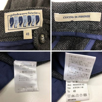 ジャブスアルキヴィオ タックパンツ マサッチョ グレー ウール メンズ サイズ48 MASACCIO TYPE A2 giab's ARCHIVIO 【AFB6】