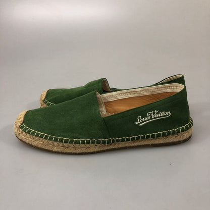ルイヴィトン モカシンシューズ スエード エスパドリーユ CL1116 グリーン ベージュ 6.5 メンズ LOUIS VUITTON 約25.5cm【PTM3】