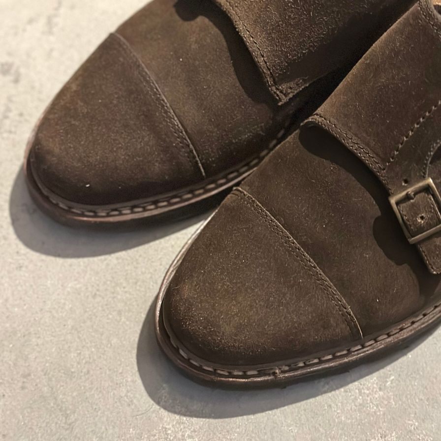 パラブーツ レザーシューズ ダブルモンクストラップ ウィリアム スエード メンズ ブラウン サイズ7.5 Paraboot WILLIAM ビジネスシューズ 約26.0cm【LA】【中古】