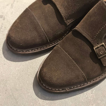 パラブーツ レザーシューズ ダブルモンクストラップ ウィリアム スエード メンズ ブラウン サイズ7.5 Paraboot WILLIAM ビジネスシューズ 約26.0cm【LA】【中古】