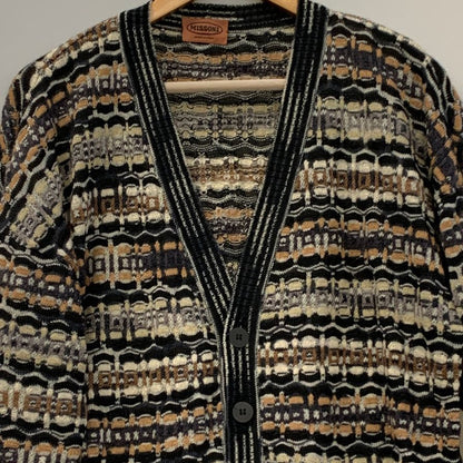 美品◆ミッソーニ カーディガン オールド ウオモ ブラック メンズ サイズ50 MISSONI UOMO 【AFB4】