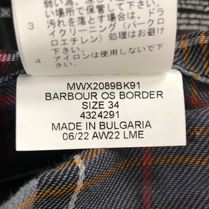 美品◆バブアー ロングワックスジャケット ボーダー OS BORDER ブラック メンズ サイズ34 222MWX2089 Barbour 【AFB30】