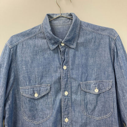 美品◆ブライスランズ×アスコット チャン シャンブレー 長袖シャツ メンズ サイズL ブルー Bryceland's  Ascot Chang 【AFB44】