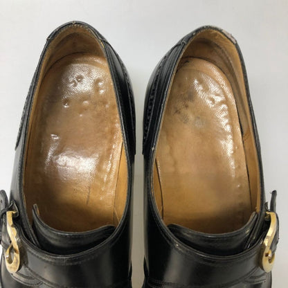 タニノクリスチー ウィングチップ メダリオン シングルモンクストラップ ブラック サイズ6 メンズ TANINO CRISCI 約24.5cm【AFC36】