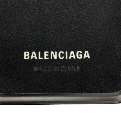 バレンシアガ スマホケース 手帳型 ブラック レザー iPhone X/XS ストラップ付 ユニセックス BALENCIAGA【AFB54】【中古】