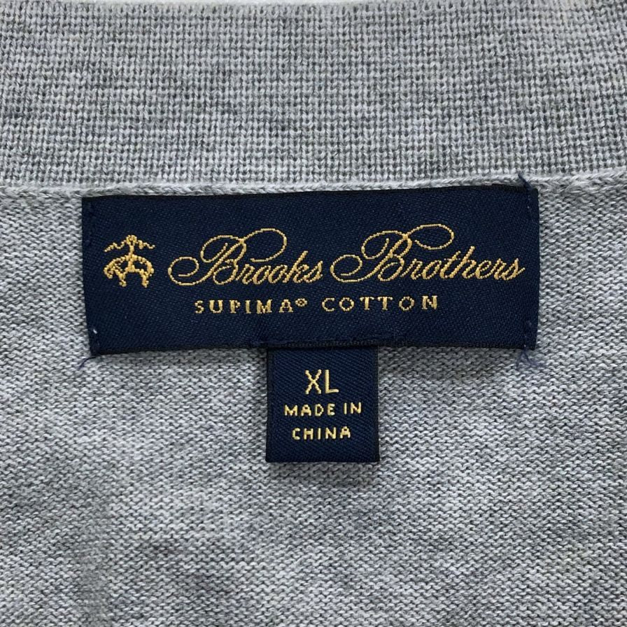 美品◆ブルックスブラザーズ カーディガン スピーマコットン グレー XL メンズ Brooks Brothers 【AFB8】