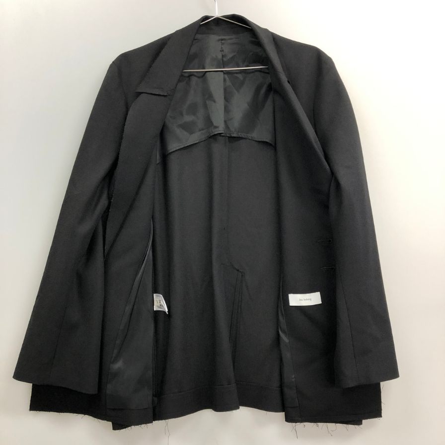 美品◆リアボバーグ ブレザー ジャケット ロウエッジ仕様 イギリス製 ブラック メンズ サイズ4 lea boberg 【AFF20】