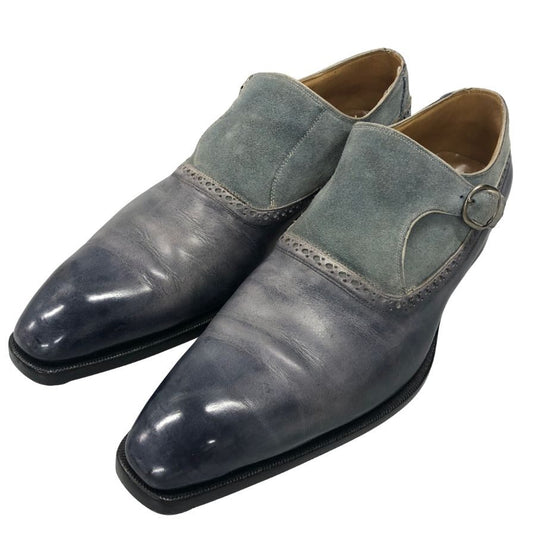 リカルド ベステッティ シングルモンク カーフ ブルー EU40.5 RICCARDO BESTETTI ビジネスシューズ 約25.0cm【LA】【中古】