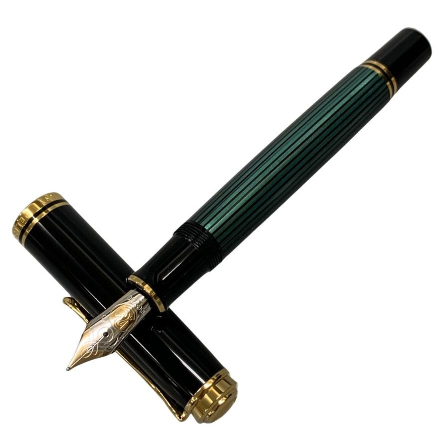 ペリカン 万年筆 スーベレーン 緑縞 ストライプ ペン先18C-750 F字 PELIKAN Souveran【AFI18-2】