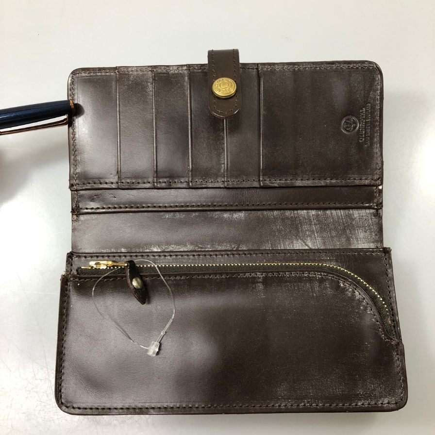グレンロイヤル 長財布 二つ折り財布 フラップボタン ブライドルレザー ダークブラウン ゴールド金具 GLENROYAL【AFI1】