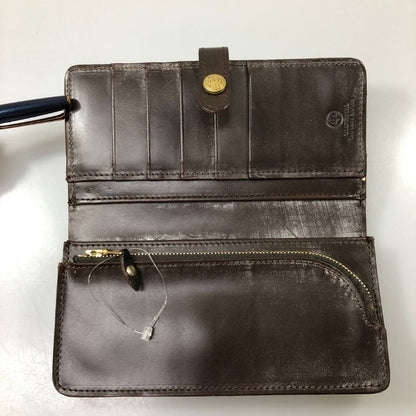 グレンロイヤル 長財布 二つ折り財布 フラップボタン ブライドルレザー ダークブラウン ゴールド金具 GLENROYAL【AFI1】