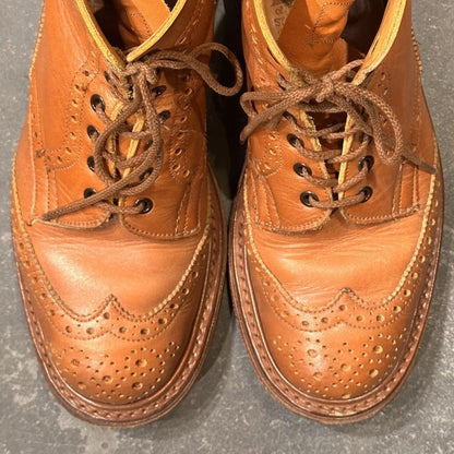 トリッカーズ カントリーブーツ 2508 ウイングチップ カーフ ブラウン サイズUK7.5 メンズ Tricker`s ブーツ 約26.0cm【LA】【中古】
