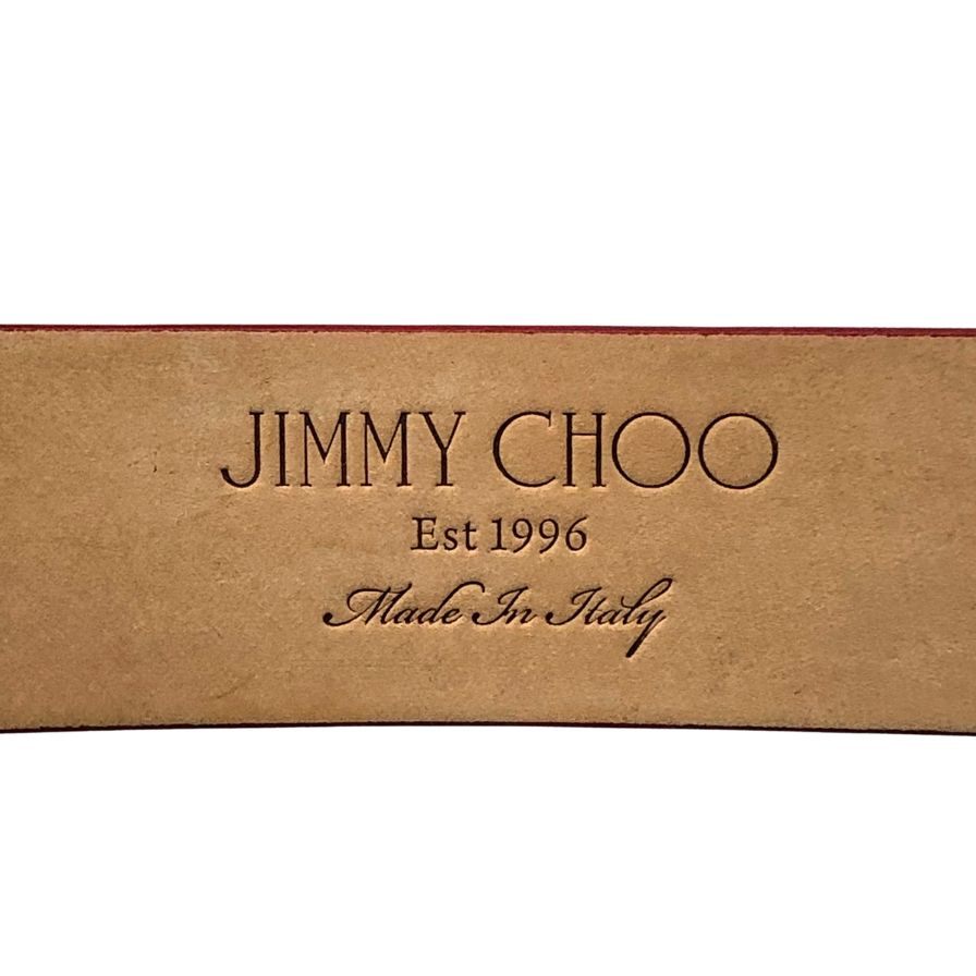 ジミーチュウ レザーベルト レッド シルバー金具 レディース サイズL JIMMY CHOO【AFI22】