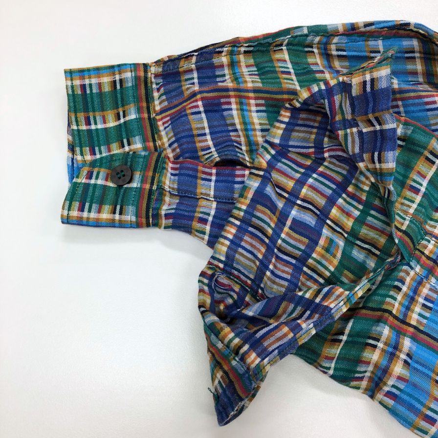 美品◆ミッソーニ チェックシャツ コットン イタリア製 ブルー メンズ サイズ 48 MISSONI 【AFB18】