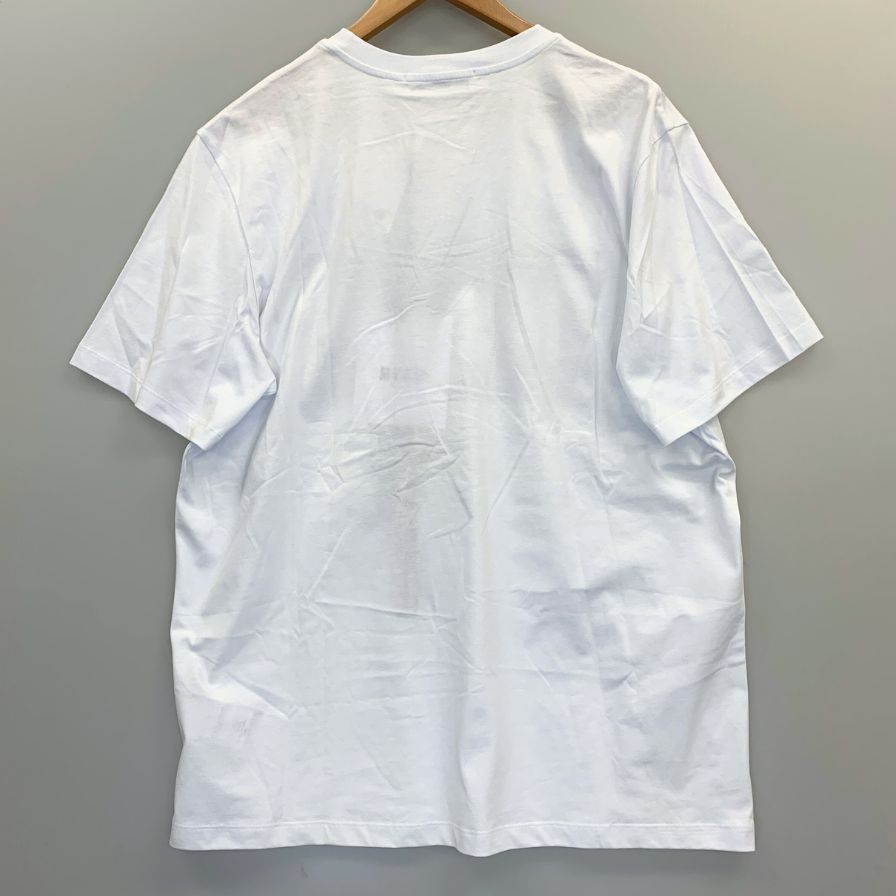 新品同様◆エムエスジーエム Tシャツ 半袖 メタリック プリント ホワイト シルバー メンズ サイズL MSGM 【AFB6】