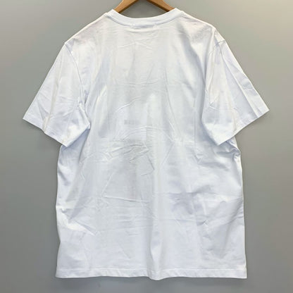新品同様◆エムエスジーエム Tシャツ 半袖 メタリック プリント ホワイト シルバー メンズ サイズL MSGM 【AFB6】