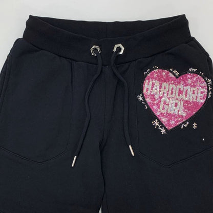 フィリッププレイン パンツ スウェット ラインストーン スタッズ レディース サイズM ブラック PHILIPP PLEIN 【AFB16】
