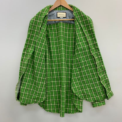 中古◆グッチ ネルシャツ ウール チェック メンズ グリーン サイズ46 GUCCI 【AFB18】