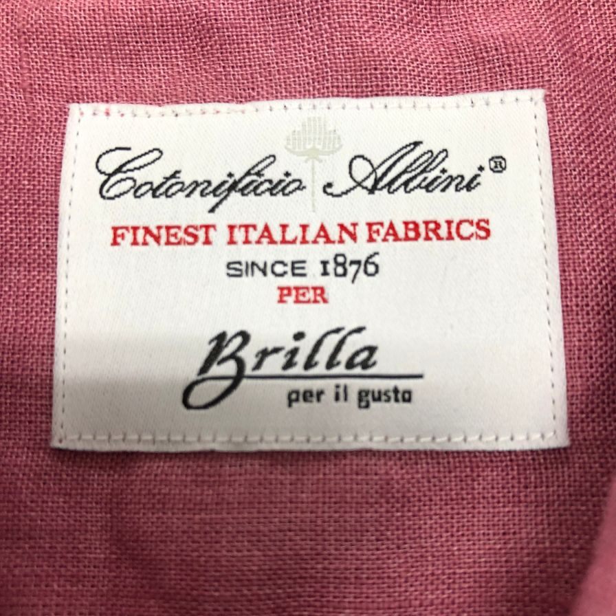極美品◆ブリッラ ペル イル グスト プルオーバーシャツ リネン ピンク メンズ サイズL Brilla per il gusto 【AFB36】