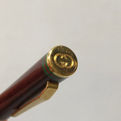 グッチ 万年筆 キャップ式 シェリーライン 14K 14CT ボルドー ゴールド GUCCI【AFI2】