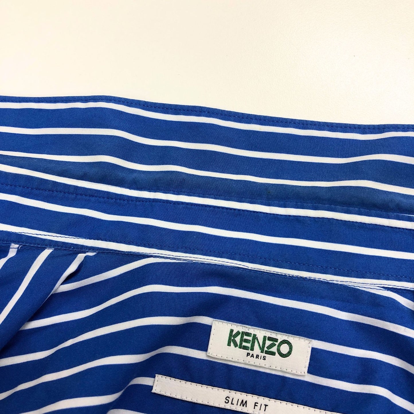 美品◆ケンゾー ロングスリーブシャツ ストライプ サックスブルー メンズ サイズ39 KENZO 【AFB34】