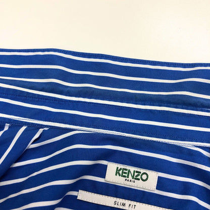 美品◆ケンゾー ロングスリーブシャツ ストライプ サックスブルー メンズ サイズ39 KENZO 【AFB34】