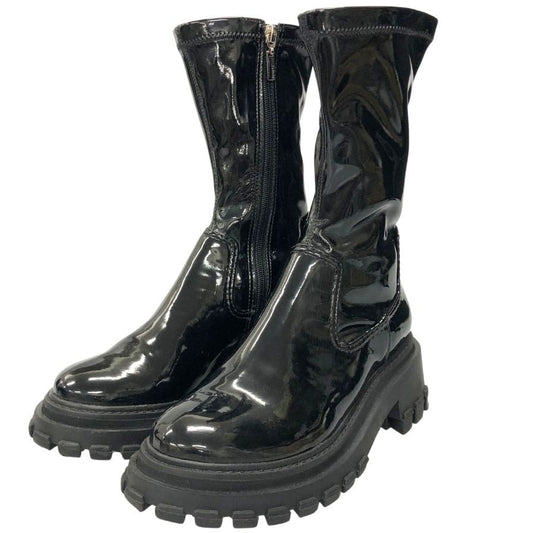 シュッツ ブーツ サイドジップ エナメル ブラック レディース サイズ37 SCHUTZ 約23.5cm【AFD9-2】