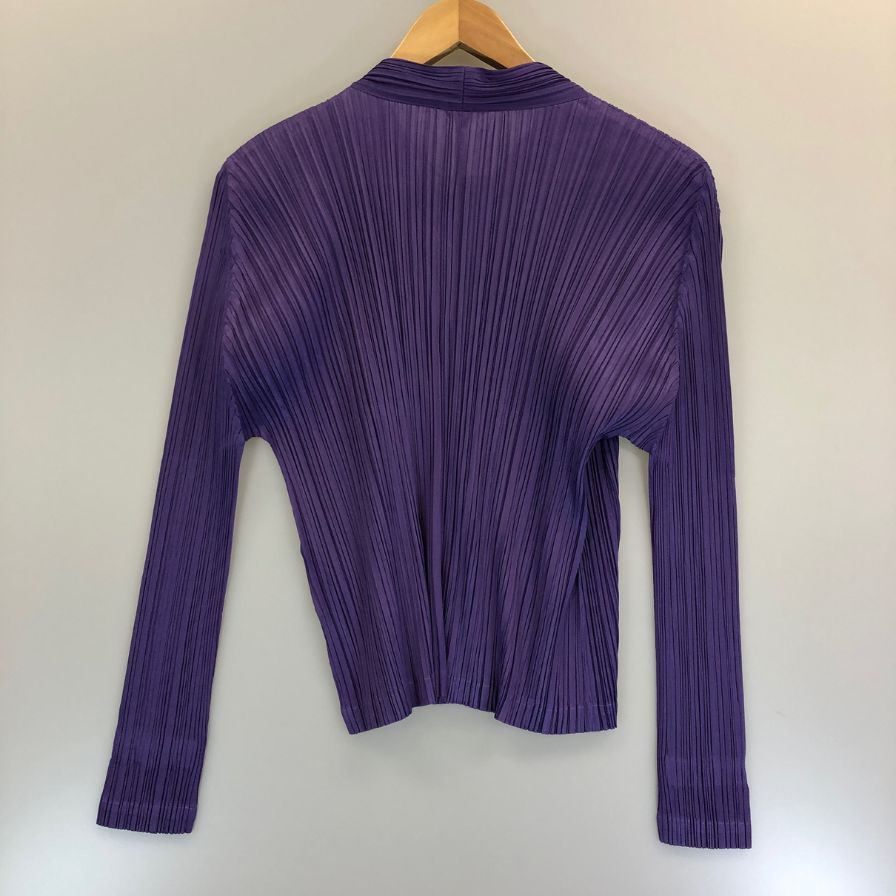 美品◆プリーツプリーズ ジャケット ジップアップ PP83-JC162 ポリエステル レディース パープル サイズ3 PLEATS PLEASE 【AFB33】