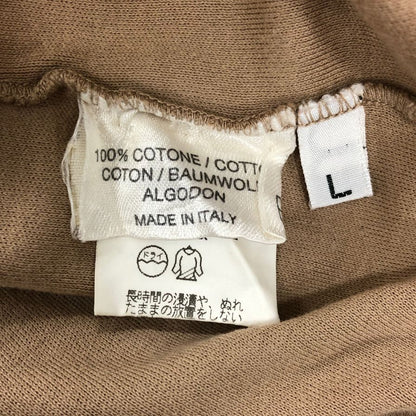 中古◆エルメス 長袖カットソー 袖口刺繍 コットン100% イタリア製 レディース サイズL ブラウン HERMES 【AFB8】