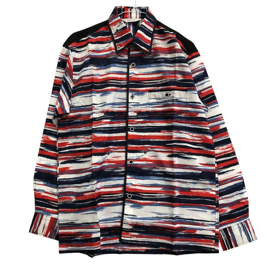 美品◆エクセレント ボントン ポリエステル 長袖シャツ 総柄 メンズ サイズM EXCELLENT BONTON 【AFB19】