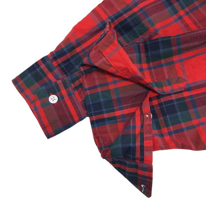 美品◆ユニフォームエクペリメント チェック 長袖シャツ 23SS UE-230019 メンズ サイズ3 レッド  Uniform Experiment 【AFB39】