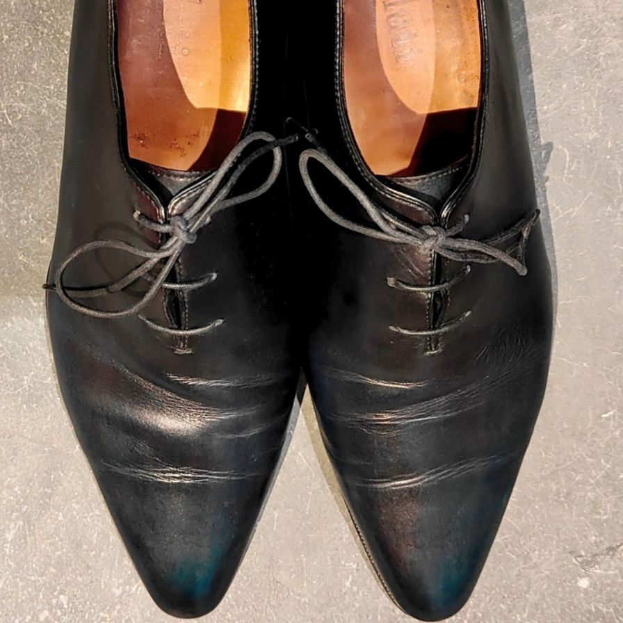 ベルルッティ レザーシューズ ホールカット 1004 カーフ ブルーパティーヌ  サイズUK7.5 Berluti ビジネスシューズ 約26.0cm【LA】【中古】