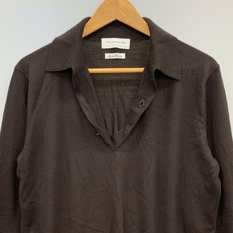 中古◆トゥモローランド 襟付きロングスリーブカットソー ブラウン サイズM メンズ TOMORROWLAND 【AFB32】