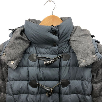 美品◆デュベティカ ダウン ダッフルコート風 切替し ファー付きフード ネイビー メンズ サイズ42 DUVETICA 【AFA24】