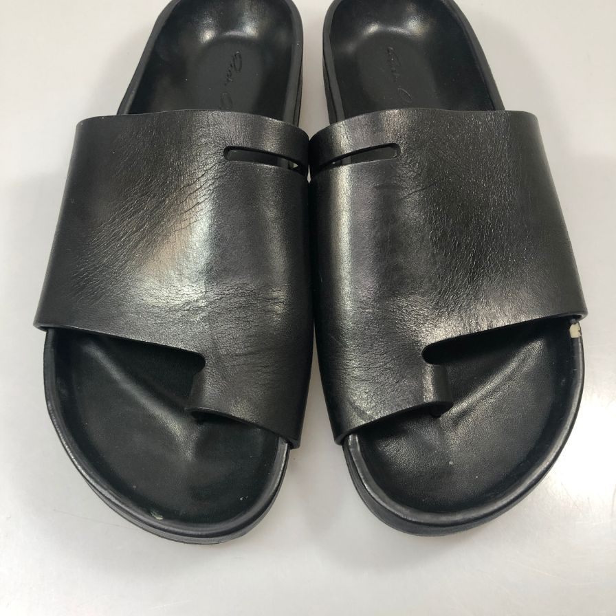 リックオウエンス 親指リング レザー トングサンダル レディース サイズ37.5 ブラック Rick Owens 約24.5cm【AFC48】
