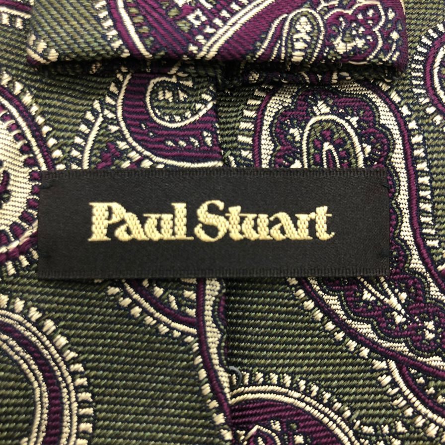 ポールスチュアート ネクタイ シルク ハンドメイド ペイズリー柄 メンズ カーキ Paul Stuart【AIF19】