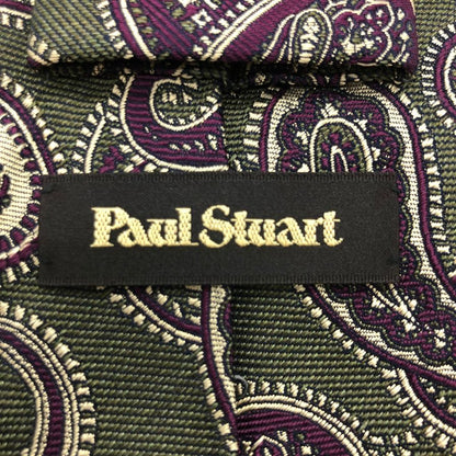 ポールスチュアート ネクタイ シルク ハンドメイド ペイズリー柄 メンズ カーキ Paul Stuart【AIF19】