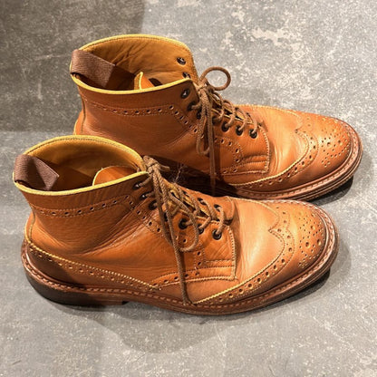 トリッカーズ カントリーブーツ 2508 ウイングチップ カーフ ブラウン サイズUK7.5 メンズ Tricker`s ブーツ 約26.0cm【LA】【中古】