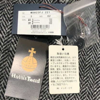 新品同様◆コレクティブ ハリスツイード テーラードジャケット ツイード ウール ヘリンボーン グレー メンズ サイズ2 Collective Harris Tweed 【AFA14】