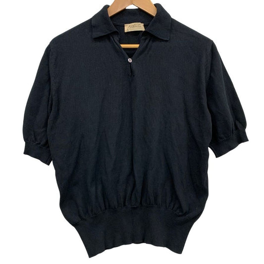 中古◆ブライスランズ ポロシャツ Cotton Short Sleeve Skipper Polo 半袖 コットン ニット スコットランド製 ブラック メンズ サイズ42 Bryceland's 【AFB9】