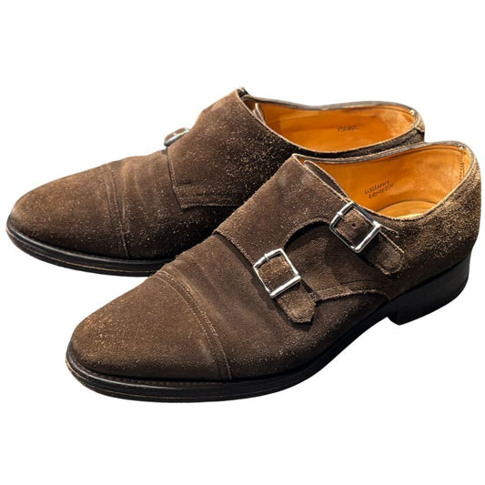 ジョンロブ レザーシューズ ダブルモンク ウィリアム スエード ブラウン メンズ サイズUK6E JOHN LOBB William ビジネスシューズ 約24.5cm【LA】【中古】