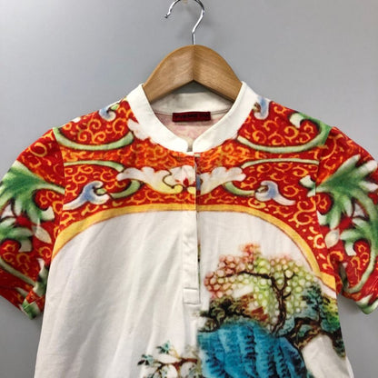 美品◆ヴィヴィアンタム 半袖ワンピース ハーフボタン 総柄 レディース サイズ0 VIVIENNE TAM 【AFB48】