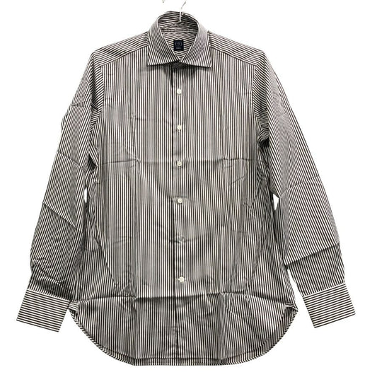 美品◆ビームスエフ ストライプ柄 Yシャツ メンズ サイズ39 ブラック×ホワイト BEAMS F 【AFB43】