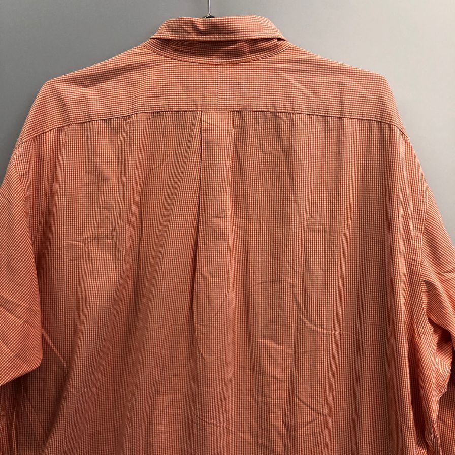 極美品◆ラルフローレン ボタンダウンシャツ 90S オールド チェック オレンジ系 メンズ サイズ18 Ralph Lauren 【AFB5】