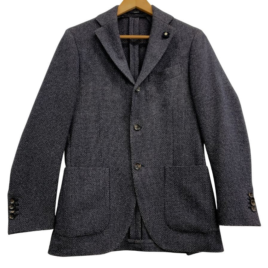 美品◆ラルディーニ ジャケット 3-B シングル ニット調 メンズ ネイビー系 サイズ 42 LARDINI 【AFA16】