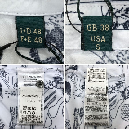 新品同様◆シェルボ ポロシャツ 総柄 ホワイト系 メンズ サイズ48 CHERVO 【AFB45】
