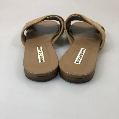 マノロブラニク フラットサンダル スエード ベージュ レディース サイズ39 MANOLO BLAHNIK 約25.0cm【YB3】