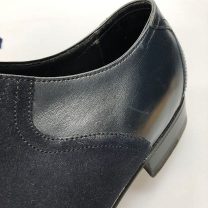 エンツォ ボナフェ プレーントゥ スエード レザーコンビ メンズ サイズ8 ネイビー Enzo Bonafe 約26.0cm【AFC3】