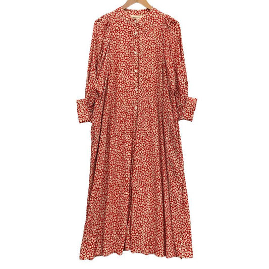 極美品◆アンバーグリーム ワンピース 総柄 花柄 レッド系 レディース ショート AMBERGLEAM 【AFB37】