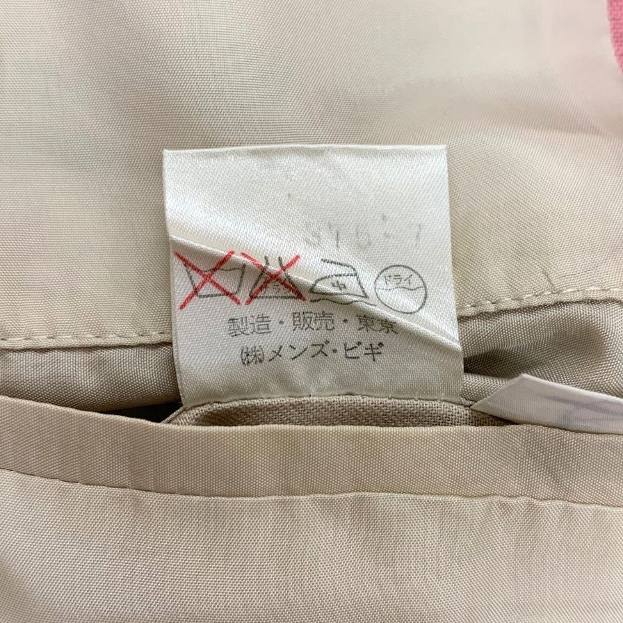 中古◆メンズビギ テーラードジャケット リネン 3B 背抜き 薄手 春夏 ピンク メンズ サイズL Men's BIGI 【AFB26】
